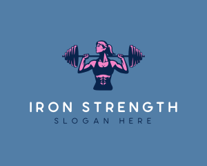 Powerlifting - Woman Barbell Strong logo design