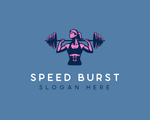 Woman Barbell Strong logo design