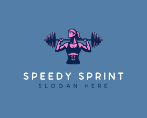 Sprint - Woman Barbell Strong logo design