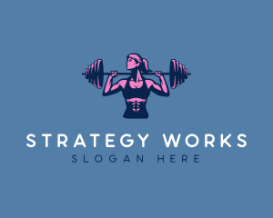 Woman Barbell Strong logo design