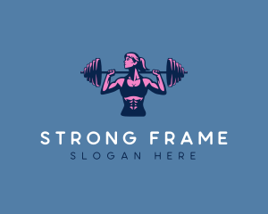 Woman Barbell Strong logo design