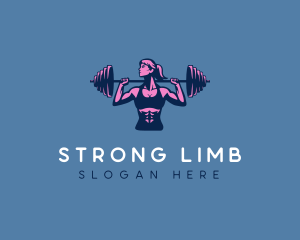 Woman Barbell Strong logo design