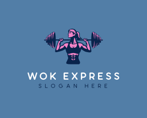 Woman Barbell Strong logo design