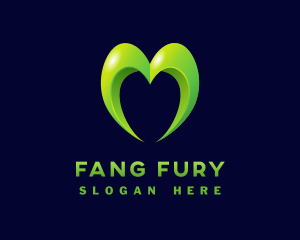 Fangs - 3D Fangs Letter M logo design