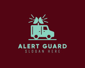 Warning - News Loudspeaker Megaphone Van logo design