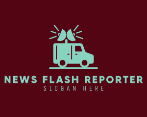 Reporter - News Loudspeaker Megaphone Van logo design