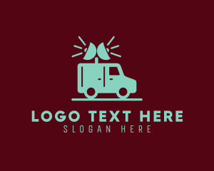 Warning - News Loudspeaker Megaphone Van logo design