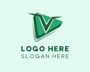 Download - Play Button Letter V logo design
