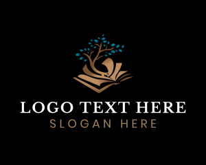 Library - Tree Book Knowledge logo design