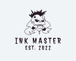 Tattooist - Mohawk Skull Punk logo design