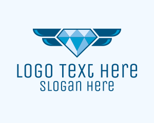 Courier - Blue Winged Diamond logo design