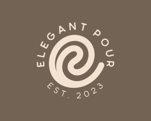 Coffee Swirl Café Letter E logo design