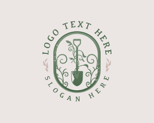 Vineyard - Botanical Vineyard Shovel logo design