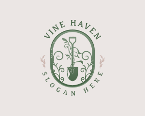 Botanical Vineyard Shovel logo design