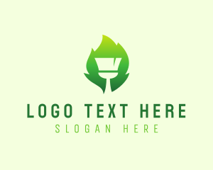 Cleaner - Organic Brush Leaf logo design