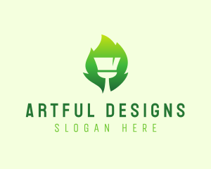 Organic Brush Leaf logo design