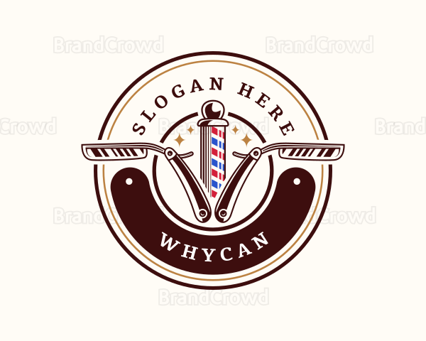 Barbershop Razor Haircut Logo