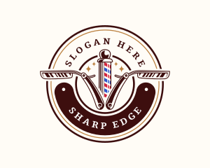 Barbershop Razor Haircut logo design