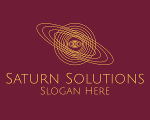 Saturn - Galaxy Planet Eye Orbit logo design