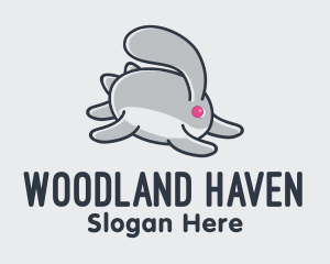 Woodland - Running Bunny Rabbit logo design