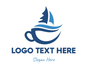 Sailboat - Blue Ship Cup logo design