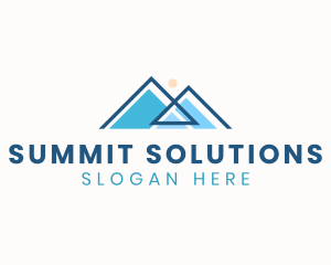 Mount - Geometric Blue Mountain Sun logo design