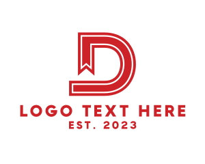 Text - Red Ribbon D logo design