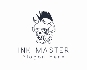 Tattooist - Punk Evil Skull logo design