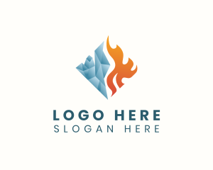 Heating - Fire Ice Cooling logo design