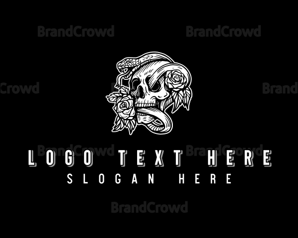 Skull Snake Roses Logo