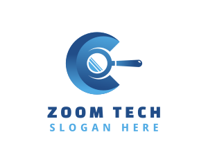 Zoom - Blue Search Letter C logo design