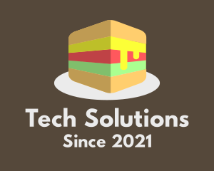 Food Stall - 3D Burger Sandwich logo design