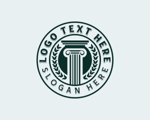 Classic - Column Pillar Wreath logo design
