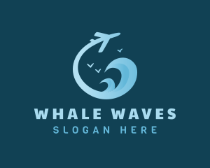 Wave Airplane Travel logo design