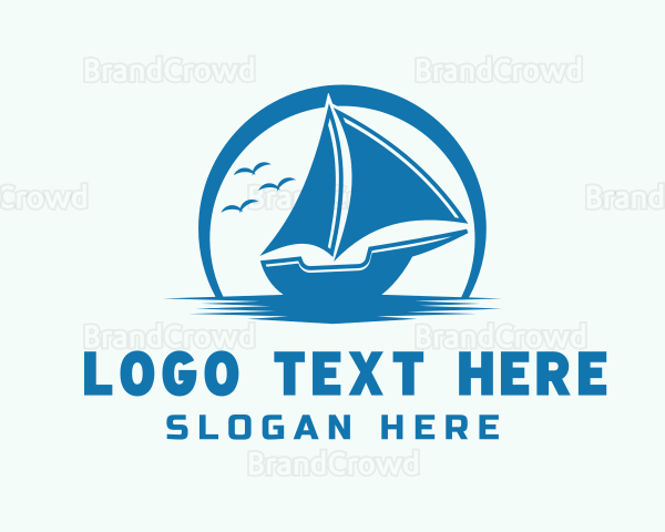 Ocean Boat Sailing Logo