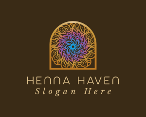 Henna - Gold Mandala Arch logo design