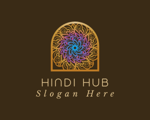 Hindi - Gold Mandala Arch logo design