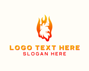 Fire - Flame Chicken Grill logo design