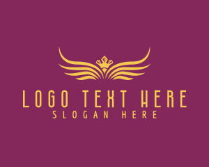 King - Regal Crown Gold Wings logo design
