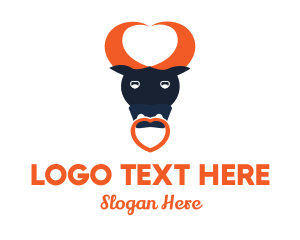 Bovine - Bull Heart Horns logo design