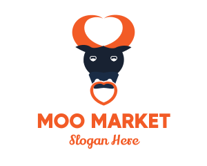 Bovine - Bull Heart Horns logo design