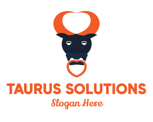 Taurus - Bull Heart Horns logo design