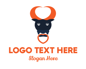 Cow - Bull Heart Horns logo design