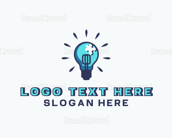 Puzzle Light Bulb Logo