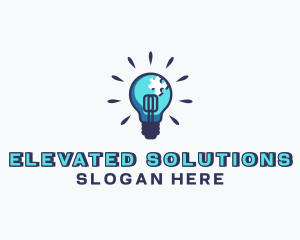 Puzzle Light Bulb logo design