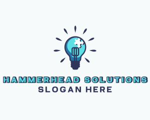 Puzzle Light Bulb logo design