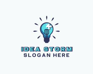 Puzzle Light Bulb logo design