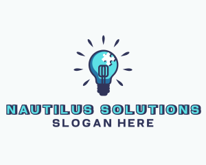 Puzzle Light Bulb logo design