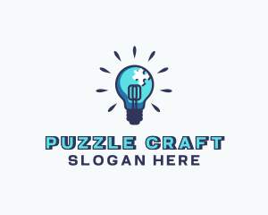 Puzzle Light Bulb logo design