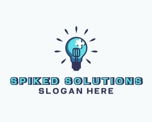 Puzzle Light Bulb logo design